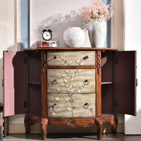 Mueble Auxiliar Semicircular de Madera Maciza de Estilo Retro Americano Moderno para el Hogar, Pasillo, Dormitorio, Entrada Pequeña, Sala de Estar