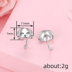 Orecchini a perno con simpatico cucciolo sorridente per donna, gioielli per l'orecchio in metallo per tutti i giorni - Product Image 5