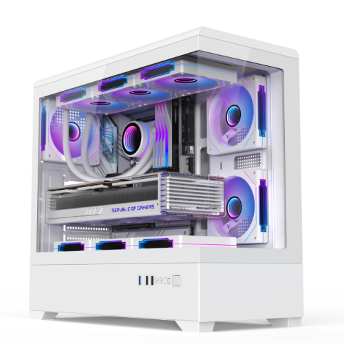 White Tempered Glass Gaming Case Multi-MB Support 360mm AIO Multi-Fan Mounts
