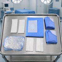 Pack d'angiographie jetable, pack de draps chirurgicaux avec 4 trous, drap d'angiographie