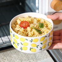 Ensemble de bols en céramique citron mignon avec couvercle bols à soupe pour micro-ondes récipients hermétiques pour le stockage des aliments pour les repas