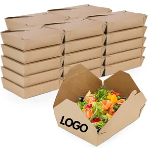 Leak Grease Resistant Lunch Meal Take Out Containers Degradable Microwave Safe Paper Boxes Food Kraft Packaging Cardboard