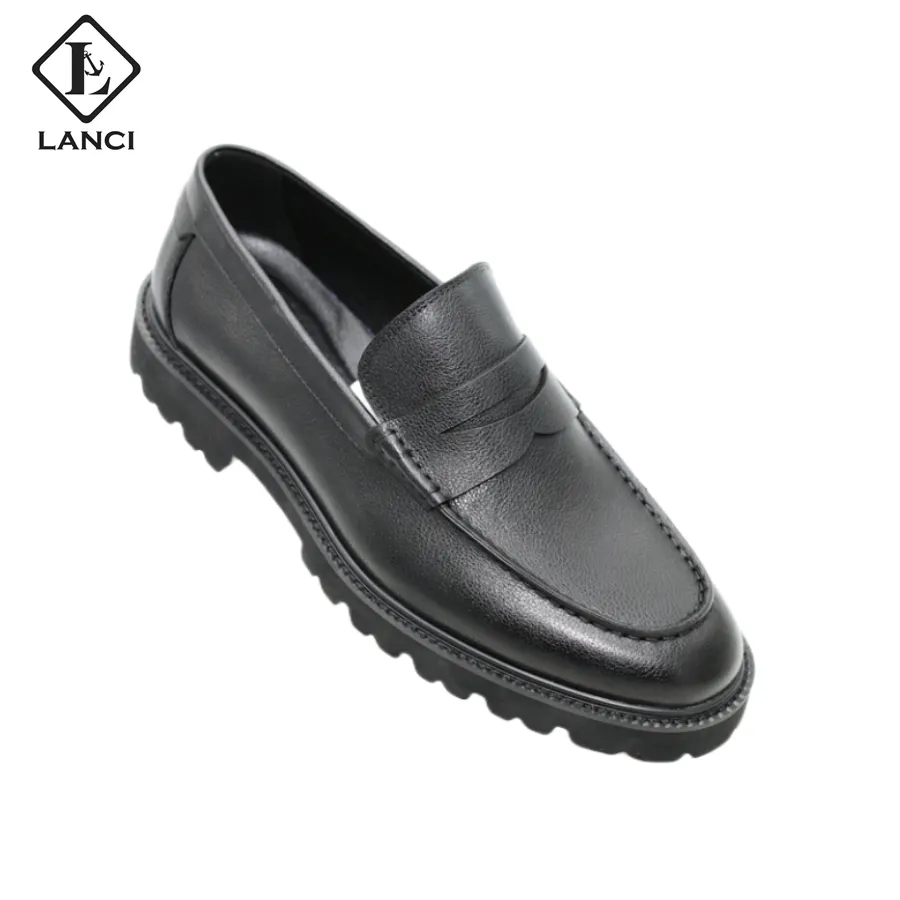 LANCI custom shoes manufacturers Exquisite Workmanship Men Genuine Leather with Delicate Black Dress Shoes