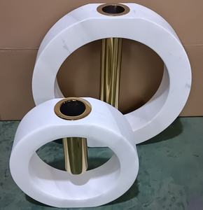 Decorazione di nozze composizione di fiori centrotavola in marmo bianco naturale decorazioni per la casa vaso di flora di lusso <span class=keywords><strong>con</strong></span> tubo d'oro - Product Image 6