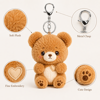 Fabricant de peluches animales, porte-clés en peluche, design personnalisé, broderie mignonne, porte-clés en peluche ours en peluche de dessin animé
