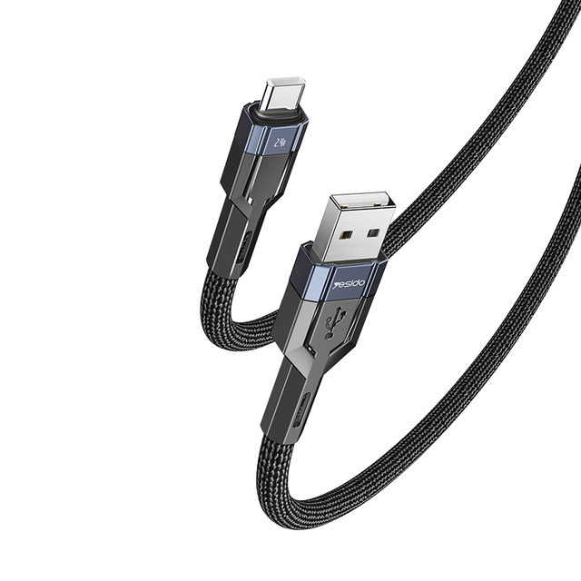 CA106 YESIDO 18w Fast Charging Cable High Quality Nylon Braided Rope Cellphone Data Line USB to Type C for Android IP