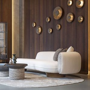 <span class=keywords><strong>Canapé</strong></span> 3 places moderne de luxe en tissu bouclé courbé avec accoudoirs incrustés de pierres <span class=keywords><strong>pour</strong></span> salon - Product Image 2