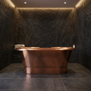 Bañera Ovalada Independiente de Cobre, Estilo Antiguo, Metálica, Marrón, para Adultos - Product Image 1