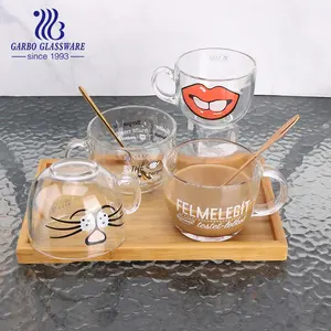 Klassische 15 Unzen Glas Kaffeetasse mit Griff Glaswaren Fabrik auf Lager Großhandel Export Multi Größen Glas Tee becher mit benutzer definierten Logo