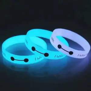 Party Favor stylish with special Glow effect fluorescent green glow blue at night glowing Silicon Rubber wristband bracelet
