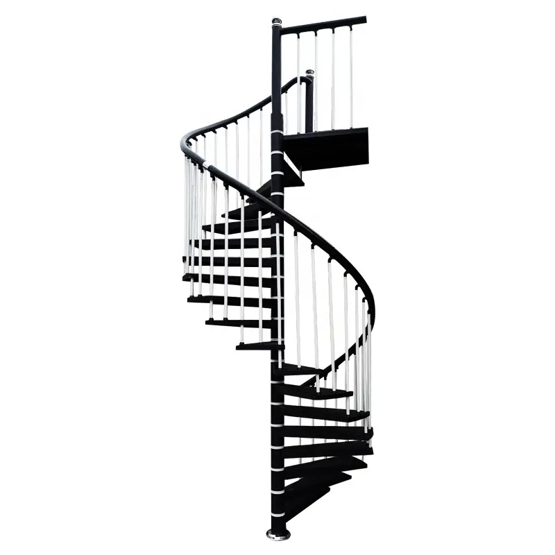 Stairs of spiral handrail Customized Size Steel Wood Spiral Stairs Compact Iron Staircase Spiral Stairs For Outdoor