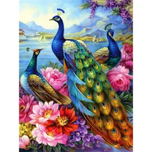 5D DIY Pavo Real diamante pintura Animal pintura pared lienzo arte pintura para decoración del hogar taladro completo punto de cruz kits de diamantes