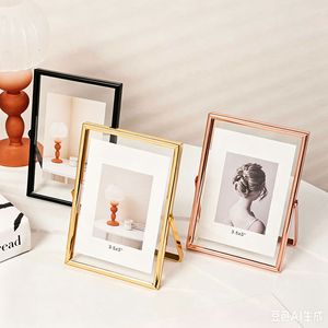 INS-style metal double-sided transparent real glass photo <b>frame</b> display stand - Product Image 2