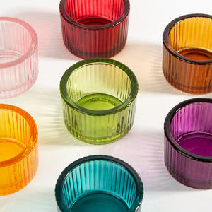 Mini pots et supports en verre coloré pour bougies, prix compétitif, achat en gros, contenants pour bougies chauffe-plat pour mariages et décoration intérieure - Product Image 1