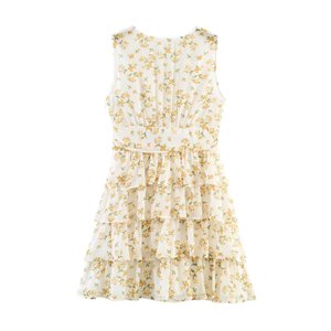 Abito Estivo Mini da <span class=keywords><strong>Donna</strong></span> Personalizzato 2026 con Stampa Floreale a Strati, Senza Maniche, Scollo a V, Vestibilità Slim, Prodotto OEM/ODM da Fabbrica Cinese - Product Image 2