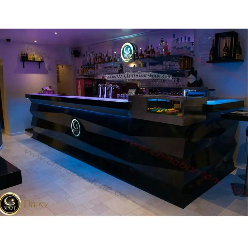 Современный черный мраморный светящийся светодио дный столешница барная стойка дизайн для ресторанов кофейни и фаст-фуда
