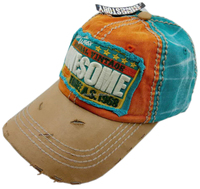 Casquette de patch vintage en coton lavé à 3 rangées de points épais pour femmes