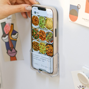 Support mural pour téléphone portable, support pour réfrigérateur, pour salon, chambre à coucher, chevet, aucun perçage requis, matériau PS - Product Image 1