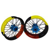 Juego de Ruedas Supermoto KYZ de 17 Pulgadas 3.5 5.0, Llantas de Aluminio Anodizado CNC Azul Claro para Motocicleta Husqvarna TE TC Dirt Bike Motocross 125-501cc