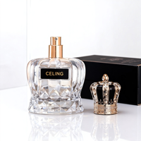 Flacon vaporisateur de parfum en verre personnalisable avec étiquette en papier couleur, 50 ml, 100 ml, avec couvercle couronne et boîte cadeau