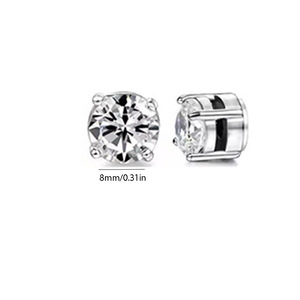 316L Stainless Steel Non-Pierced Magnetic Claw <b>Set</b> <b>Square</b> Zircon Earrings | Hypoallergenic Unisex Jewelry - Product Image 1