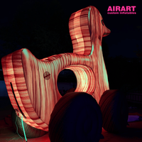 Canard Gonflable Artistique de 5m avec Texture Bois et Roues, Lumière LED pour Exposition d'Art et Festival Culturel