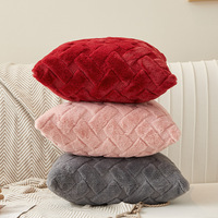 Nouvelle Housse de Coussin Simple Style Uni en Peluche, Coussin de Canapé Jacquard pour la Maison et la Chambre