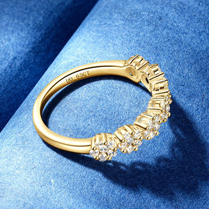 Anillo de Media Eternidad con Flores de Moissanita Redonda de 0.65CT, 1.6mm y 1.5mm, Plata 925, Siete Flores Pequeñas, Exquisito Anillo de Media Hora - Product Image 5