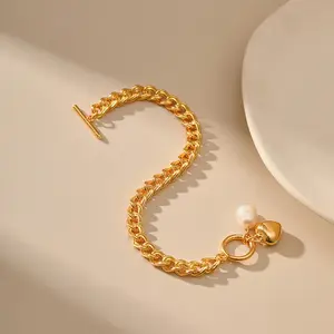 Da donna bracciale cubano in acciaio inossidabile placcato oro 18K zircone impermeabile catena robusta senza appannamento festa gioielli all'ingrosso