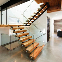 Escalier intérieur CBMmart, marches en bois massif, escalier droit, marches en bois, main courante