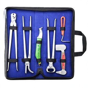 6pcs Professional Farrier Horse Hoof Care Tool Kit Nail Clipping Tool <b>Puller</b> 13 Inch Clincher Hoof Pick Knife Carry Case - Product Image 1
