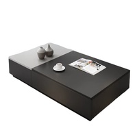 HOMEMAKE Table basse multifonctionnelle pour le thé, meuble TV avec tiroir de rangement, pieds en bois massif