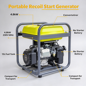 Generador de Gasolina de 4.8kW, 230V, 50Hz para el Hogar, Tienda, Energí<span class=keywords><strong>a</strong></span> de Respaldo, Nigeria, África Occidental, Arranque Manual, Tanque de Combustible de 13L - Product Image 2