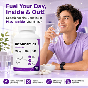 Capsules de Nicotinamide pour l'énergie, véganes, sans gluten, certifiées biologiques, personnalisables, 240 capsules/flacon - Product Image 3