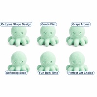 Bombe de bain effervescente en forme de pieuvre mignonne, boule de bain aux raisins, relaxante, hydratante, pour spa, lot de 6 pièces, vente en gros, personnalisable OEM ODM, 100g