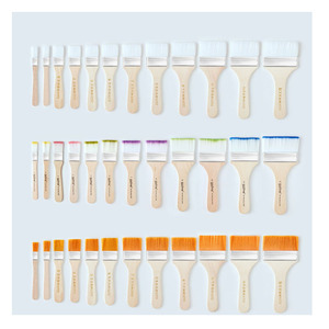 Ensemble professionnel de 12 pinceaux en nylon avec manche en bois, pinceaux plats pour artistes, pour la peinture murale, l'acrylique, l'huile, l'aquarelle, le <span class=keywords><strong>vernis</strong></span> - Product Image 2