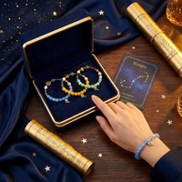 Ensemble de 3 bracelets du Zodiaque et du Système Solaire, pierres naturelles, breloque dorée, pendentif étoile, Bélier, Scorpion, cadeau d'anniversaire, vente en gros OEM