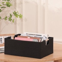 Boîte de rangement pliable noire de style campagnard avec poignée pour ranger divers objets