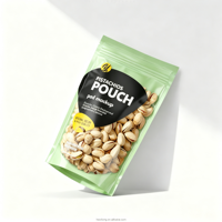 Sachet Doypack Personnalisé Imprimé avec Fermeture Zip Refermable de Qualité Alimentaire, Demi-Transparent Demi-Couleur pour l'Emballage des Pistaches