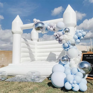 Château gonflable commercial en PVC blanc pour aire <span class=keywords><strong>de</strong></span> jeux extérieure, avec toboggan et piscine à balles, idéal pour les entreprises <span class=keywords><strong>de</strong></span> location - Product Image 1