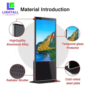 จอแสดงผลโฆษณาแบบยืนตั้งพื้น LCD ในร่มขนาด 55 นิ้วหน้าจอสัมผัสแบบโต้ตอบตู้โฆษณายืนอยู่คนเดียวเครื่องโฆษณาดิจิตอล