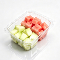 Boîte à fruits en PET inviolable avec couvercle à charnière, 2 compartiments, conteneur alimentaire transparent jetable, vente en gros en vrac, directement de l'usine