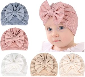 Gorro de Ganchillo de Color Sólido en Tela de Nailon de Alta Calidad, Gorro de Bebé con Lazo Grande, Turbantes <span class=keywords><strong>para</strong></span> Primavera, Pañuelos <span class=keywords><strong>para</strong></span> la Cabeza de Princesa - Product Image 2