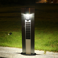 Lampu Taman Sol Tebal LED, Lampu Taman Terintegrasi Kontrol Sensor Malam Shell Hitam Komersial Pilar Tenaga Surya