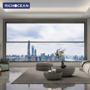 Fenêtres à guillotine en aluminium modernes RICHOCEAN, coupe-vent, <span class=keywords><strong>double</strong></span> <span class=keywords><strong>vitrage</strong></span> trempé, fenêtre à levage électrique pour villa - Product Image 1
