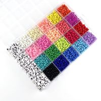 Ensemble d'accessoires de perles de verre transparentes en vrac, ensemble de perles de rocaille en verre avec perles de lettres de l'alphabet, 24 couleurs, 3mm, 4mm