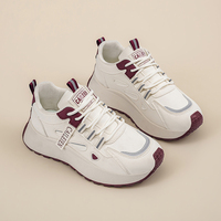F893 Nouvelle Collection Printemps Chaussures Femme en Cuir Baskets Athlétiques Tendance Polyvalentes à Semelle Épaisse Plateforme Décontractées pour Femme