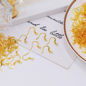 Copper Ear Hooks 18K Gold Plated With Beads DIY Earring Accessories Jewelry Findings - Product Image 3