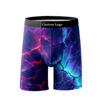 Sous-vêtements en maille respirante de la série Crack Element Print, poche à balle, caleçons pour hommes, boxer de haute qualité, motif imprimé européen personnalisé