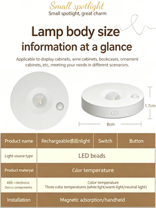 Projecteur LED rechargeable avec télécommande sans fil, lumière ambiante, bande lumineuse magnétique, éclairage de vitrine à capteur pour cave à vin - Product Image 6